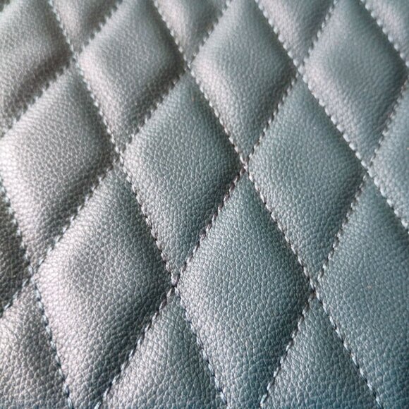 Quilted Faux Leather Backpack Purse Cypress green - Chain Strap, front pocket - Picture 4 of 6